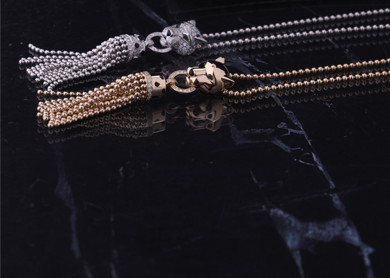 PanthèRe De Cartier Necklace White Gold Black Lacquer Emeralds Onyx Diamonds