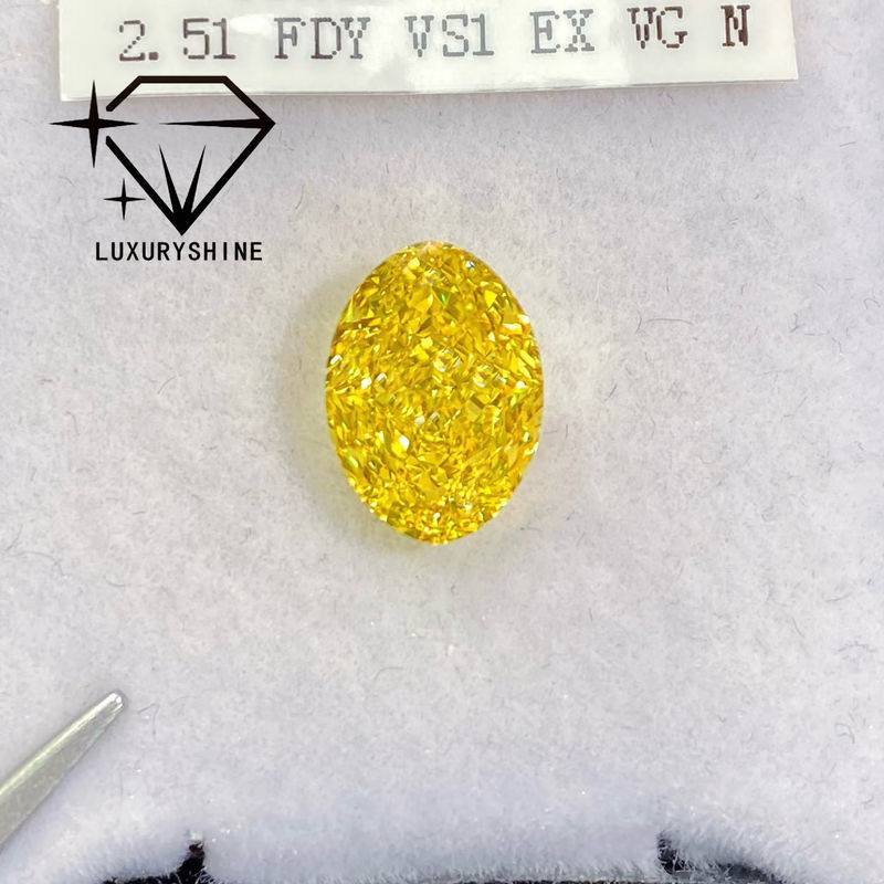 Qualität LuxuryShine VVS-VS Fancy Gelb/Hellgelb/Fancy Intense/Vivid Gelb Laborgezüchteter Diamant 1CT 2CT 3CT 4CT 5CT Oval Exzellenter Schliff Mit Zertifikat & Individuellem Schmuck Fabrik