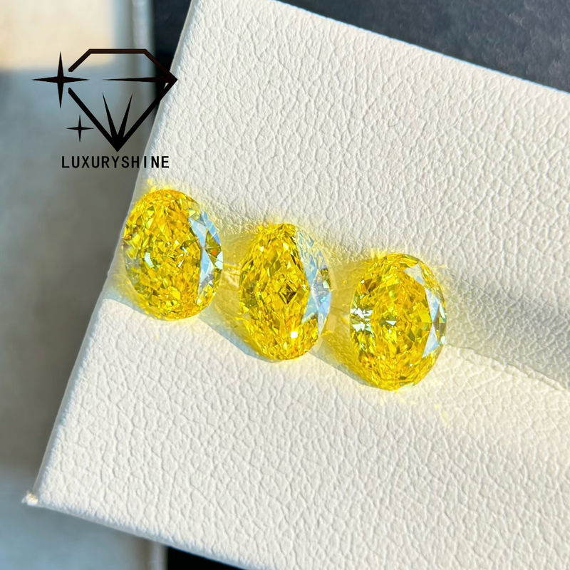 Qualität LuxuryShine VVS-VS Fancy Gelb/Hellgelb/Fancy Intense/Vivid Gelb Laborgezüchteter Diamant 1CT 2CT 3CT 4CT 5CT Oval Exzellenter Schliff Mit Zertifikat & Individuellem Schmuck Fabrik