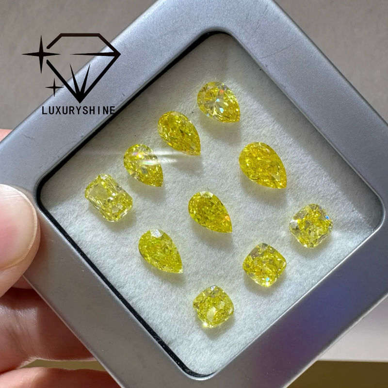Qualität LuxuryShine VVS-VS Fancy Gelb/Hellgelb/Fancy Intense/Vivid Gelb Laborgezüchteter Diamant 1CT 2CT 3CT 4CT 5CT Oval Exzellenter Schliff Mit Zertifikat & Individuellem Schmuck Fabrik