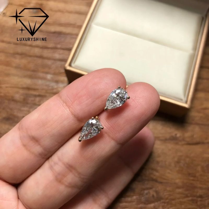 Qualität 18K Goldene Tropfenschliff-Labordiamant-Ohrstecker, VVS-VS Reinheit Fabrik