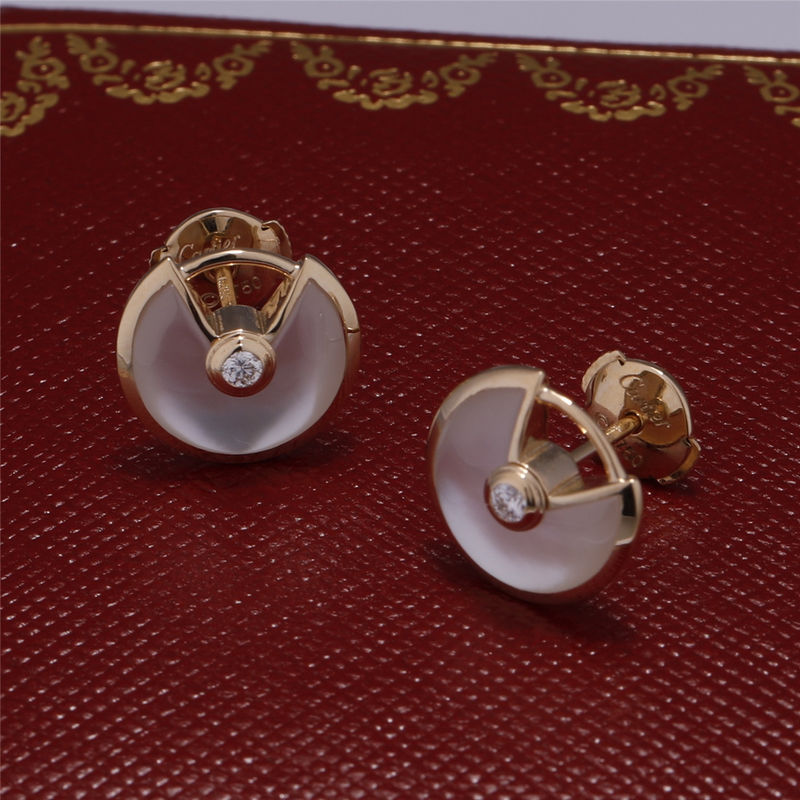 Qualität Perlmutt Xs-Modell-Yellow Golds Amulette De Earrings Stud With White Fabrik