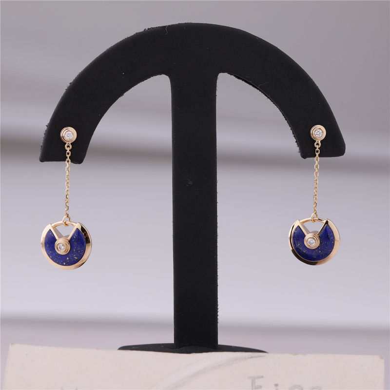 Qualität Xs-Modell Yellow Gold Amulette De Cartier Earrings Lapis Lazuli Fabrik