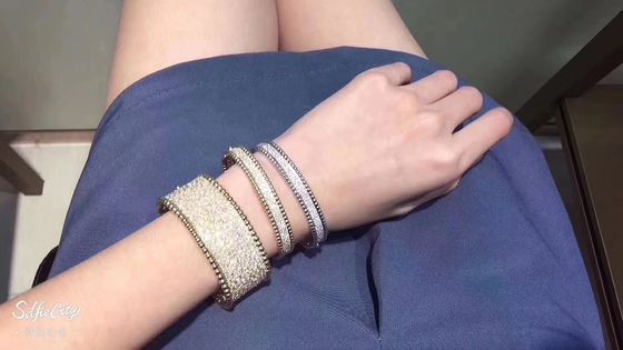Qualität Mittleres Gold-18k Perlee-Unterzeichnungs-Armband weiße Rose Yellow Gold des Modell-VCA wirkliches Fabrik