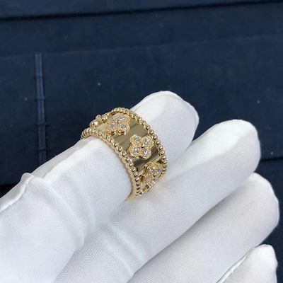 Qualität Goldstützprivate Kundenbezogenheit des mittleren Modell-VCA Van Cleef Perlee Clover Ring 18k Fabrik