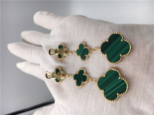 Qualität Goldder schmuck-Frauen Vans Cleef Arpels 18K die Blumen-Form-Grün-Ohrringe Fabrik