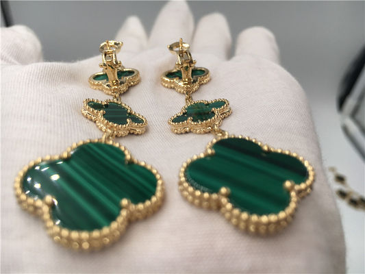 Qualität Goldder schmuck-Frauen Vans Cleef Arpels 18K die Blumen-Form-Grün-Ohrringe Fabrik
