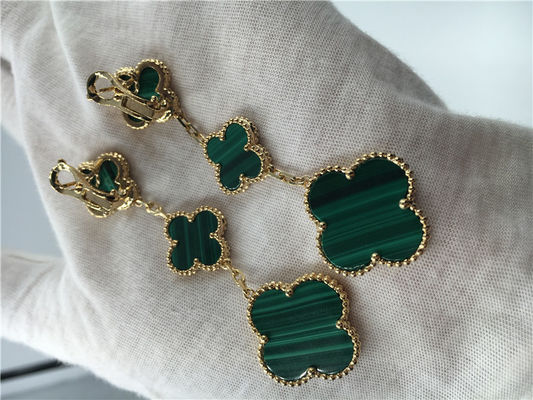Qualität Goldder schmuck-Frauen Vans Cleef Arpels 18K die Blumen-Form-Grün-Ohrringe Fabrik