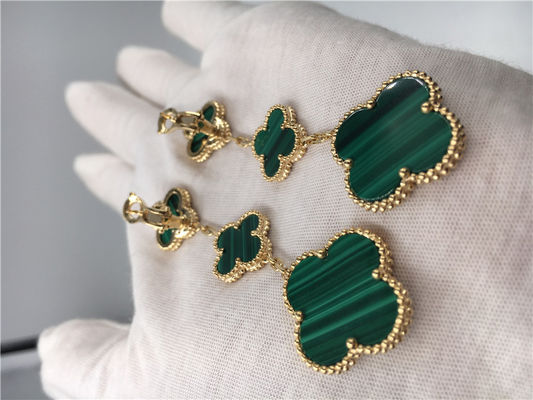 Qualität Goldder schmuck-Frauen Vans Cleef Arpels 18K die Blumen-Form-Grün-Ohrringe Fabrik