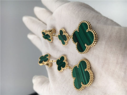 Qualität Goldder schmuck-Frauen Vans Cleef Arpels 18K die Blumen-Form-Grün-Ohrringe Fabrik