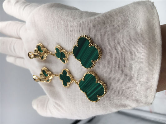 Qualität Goldder schmuck-Frauen Vans Cleef Arpels 18K die Blumen-Form-Grün-Ohrringe Fabrik