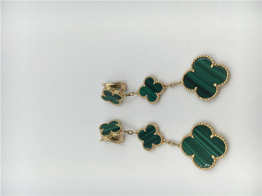 Qualität Goldder schmuck-Frauen Vans Cleef Arpels 18K die Blumen-Form-Grün-Ohrringe Fabrik