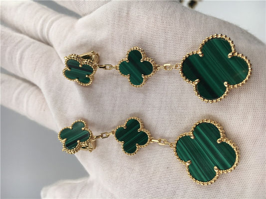 Qualität Goldder schmuck-Frauen Vans Cleef Arpels 18K die Blumen-Form-Grün-Ohrringe Fabrik