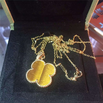 Qualität 1 des Motiv-Tigerauge-18K Gelb-Farbe Goldder halsketten-VCARO49L00 mit Blumen-Form Fabrik
