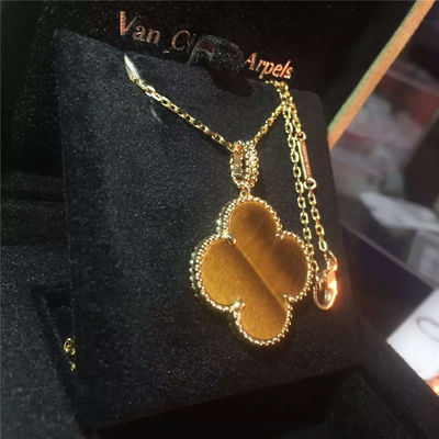 Qualität 1 des Motiv-Tigerauge-18K Gelb-Farbe Goldder halsketten-VCARO49L00 mit Blumen-Form Fabrik