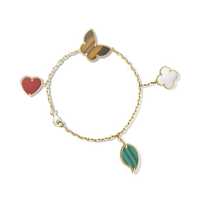 Qualität 4 gelbes Gold Motiv-glückliches Alhambra-Armband-18k mit Karneol-/Tigerauge-Stein Fabrik