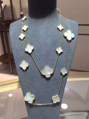 Qualität 16 Motive 18k Van Cleef und magische Alhambra lange Halsketten-weißer grauer Perlmuttonyx Arpels Fabrik