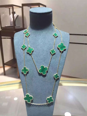 Qualität Magisches Alhambra Long Necklace Van Cleef und Motiv-gelbes Goldmalachit Arpels 16 Fabrik