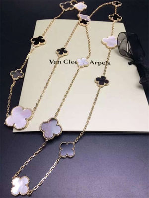 Qualität 16 Motive 18k Van Cleef und magische Alhambra lange Halsketten-weißer grauer Perlmuttonyx Arpels Fabrik