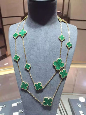 Qualität Magisches Alhambra Long Necklace Van Cleef und Motiv-gelbes Goldmalachit Arpels 16 Fabrik