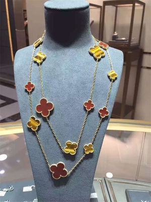 Qualität Magisches Alhambra Long Necklace Van Cleef und Motiv-gelbes Goldmalachit Arpels 16 Fabrik
