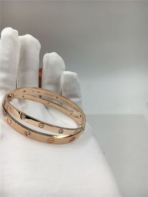 Qualität Rose Gold Luxury Diamond Jewelry-Liebes-Armband der Frauen mit sechs rosa Saphiren Fabrik