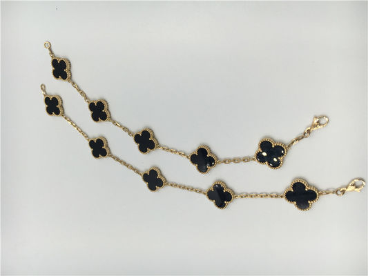 Qualität Armband Vintage Van Cleef Flower mit dem 5 Motiv-Onyx, Charme-Armband des Gold18k Fabrik