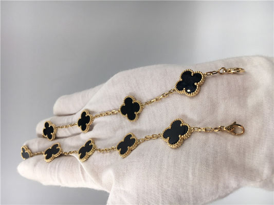 Qualität Armband Vintage Van Cleef Flower mit dem 5 Motiv-Onyx, Charme-Armband des Gold18k Fabrik