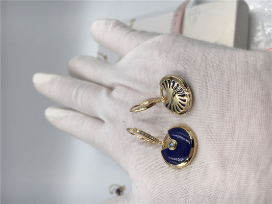 Qualität Lapislazuli-Ohrringe mit Diamanten, handgemachte Goldohrringe des kleinen Modell-18K Fabrik