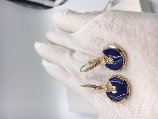 Qualität Lapislazuli-Ohrringe mit Diamanten, handgemachte Goldohrringe des kleinen Modell-18K Fabrik
