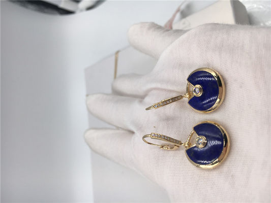 Qualität Lapislazuli-Ohrringe mit Diamanten, handgemachte Goldohrringe des kleinen Modell-18K Fabrik