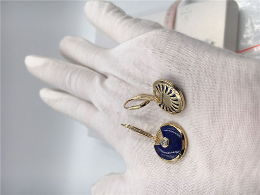 Qualität Lapislazuli-Ohrringe mit Diamanten, handgemachte Goldohrringe des kleinen Modell-18K Fabrik