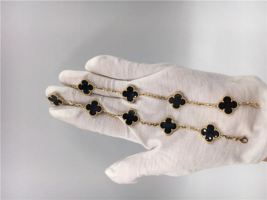 Qualität Die Weinlese-Alhambras 18K der Frauen Goldschmuck handgemacht mit Onyx kein Diamant Fabrik