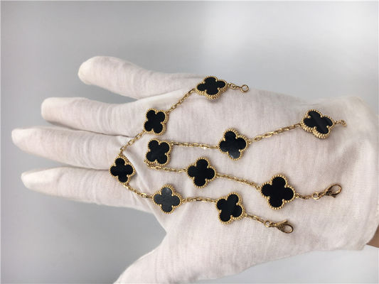 Qualität Die Weinlese-Alhambras 18K der Frauen Goldschmuck handgemacht mit Onyx kein Diamant Fabrik