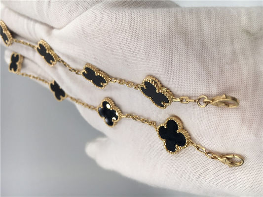 Qualität Die Weinlese-Alhambras 18K der Frauen Goldschmuck handgemacht mit Onyx kein Diamant Fabrik