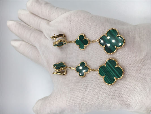Qualität Grüne Ohrringe Gold-18k Vca Alhambra, Ohrringe Vans Cleef Onyx mit Malachit Fabrik