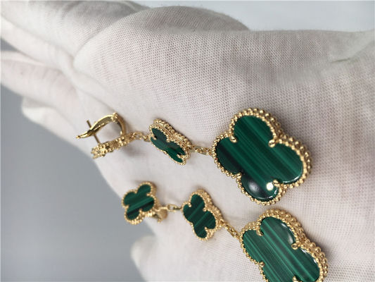 Qualität Grüne Ohrringe Gold-18k Vca Alhambra, Ohrringe Vans Cleef Onyx mit Malachit Fabrik