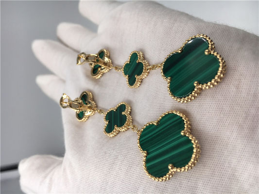 Qualität Grüne Ohrringe Gold-18k Vca Alhambra, Ohrringe Vans Cleef Onyx mit Malachit Fabrik