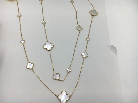 Qualität Long Necklace Van Cleef und Arpels mit Motiv-Weißgold-Anhänger-Halskette der Blumen-Form-16 Fabrik