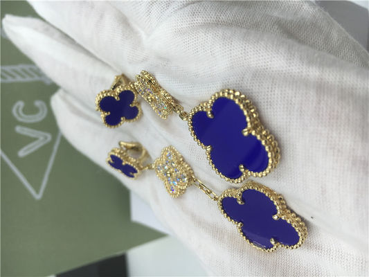 Qualität Ohrringe VCARO9II00 Van Cleef Vintage Alhambra mit Malachit/Diamanten Fabrik