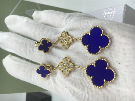 Qualität Ohrringe VCARO9II00 Van Cleef Vintage Alhambra mit Malachit/Diamanten Fabrik