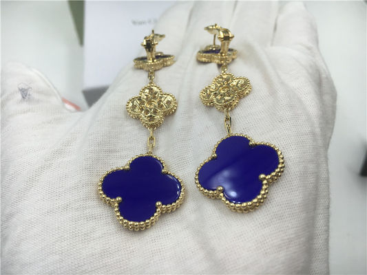 Qualität Ohrringe VCARO9II00 Van Cleef Vintage Alhambra mit Malachit/Diamanten Fabrik