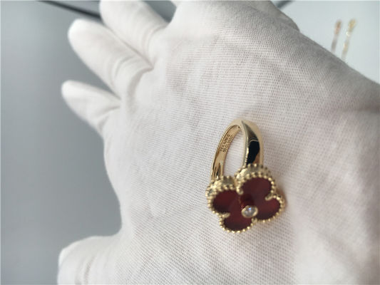 Qualität Goldring-einzigartige Weinlese Alhambra der Frauen des Karneol-18K mit wirklichem Diamanten Fabrik