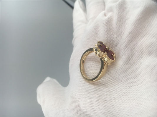 Qualität Goldring-einzigartige Weinlese Alhambra der Frauen des Karneol-18K mit wirklichem Diamanten Fabrik