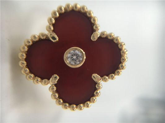Qualität Goldring-einzigartige Weinlese Alhambra der Frauen des Karneol-18K mit wirklichem Diamanten Fabrik