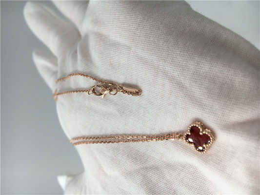 Qualität Rosen-Goldhängende Halskette für Freundin, magische Alhambra Halskette 18k mit Karneol Fabrik
