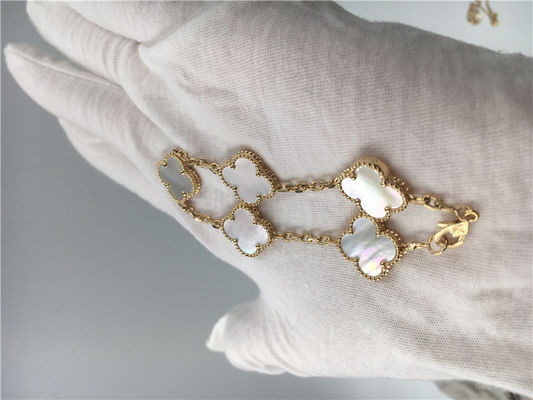 Qualität Elegantes Schmuck-Weinlese-Alhambra-Armband des Gold18k mit weißem Perlmutt Fabrik
