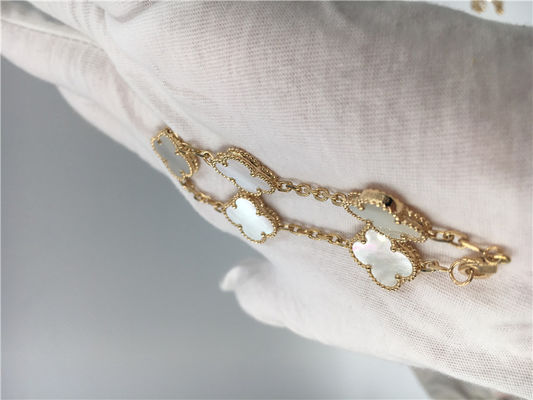 Qualität Elegantes Schmuck-Weinlese-Alhambra-Armband des Gold18k mit weißem Perlmutt Fabrik