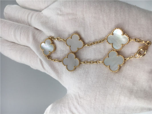Qualität Elegantes Schmuck-Weinlese-Alhambra-Armband des Gold18k mit weißem Perlmutt Fabrik