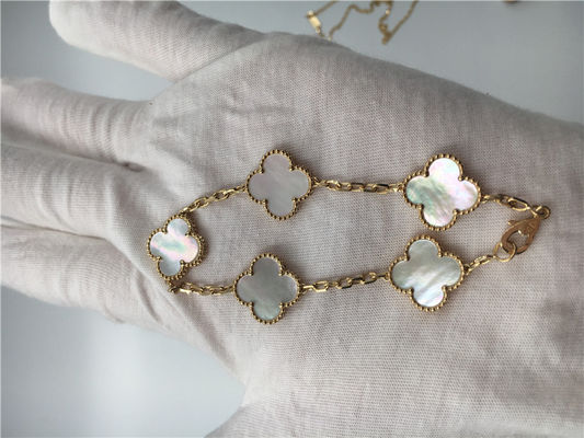 Qualität Elegantes Schmuck-Weinlese-Alhambra-Armband des Gold18k mit weißem Perlmutt Fabrik